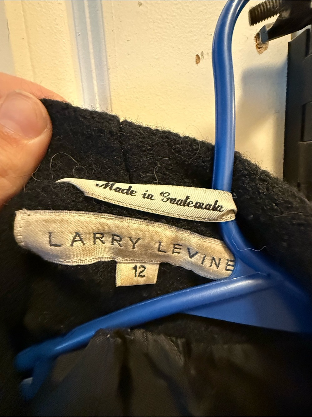 Larry Levine Black Pea Coat with Label Detail